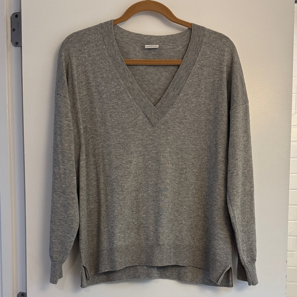 Elegant Gray V-Neck Sweater for Women